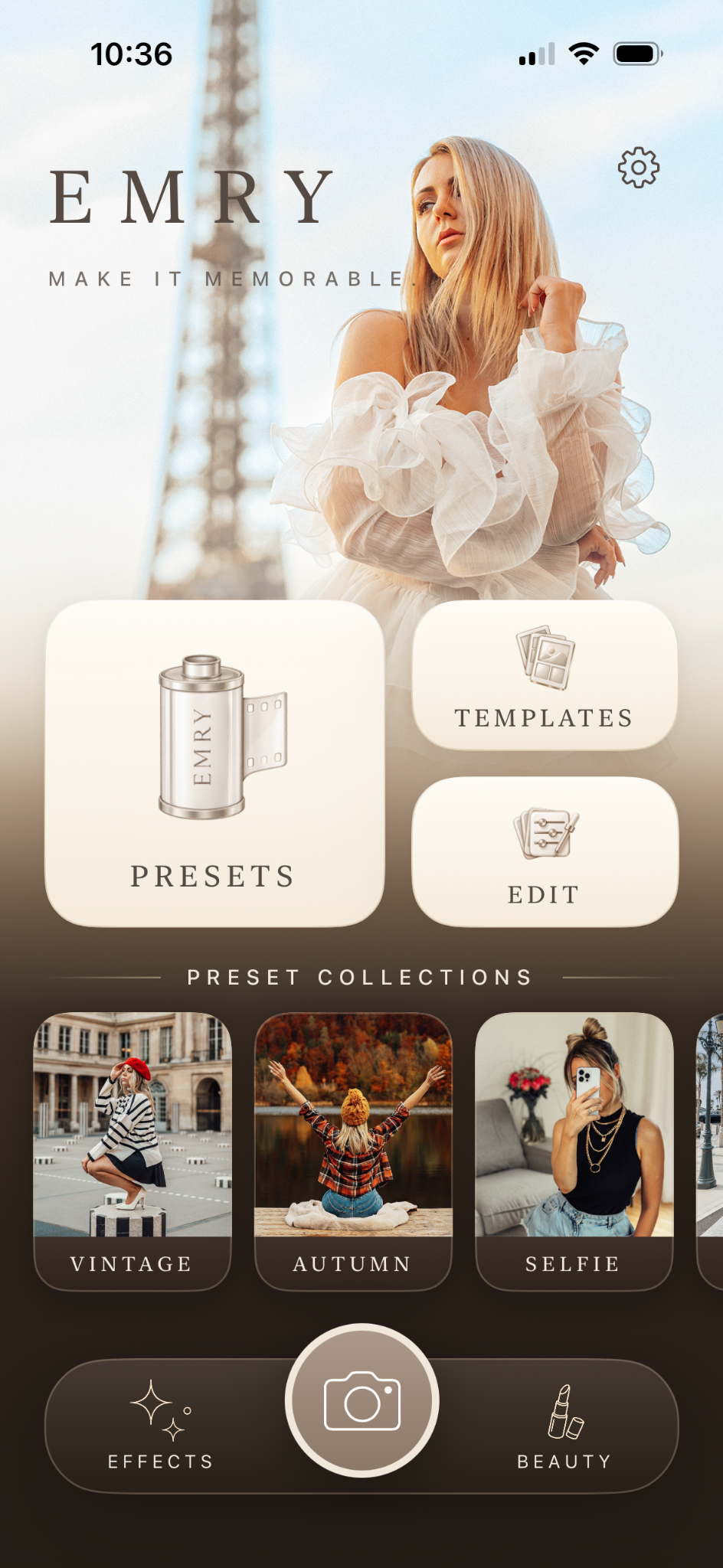 EMRY app home screen