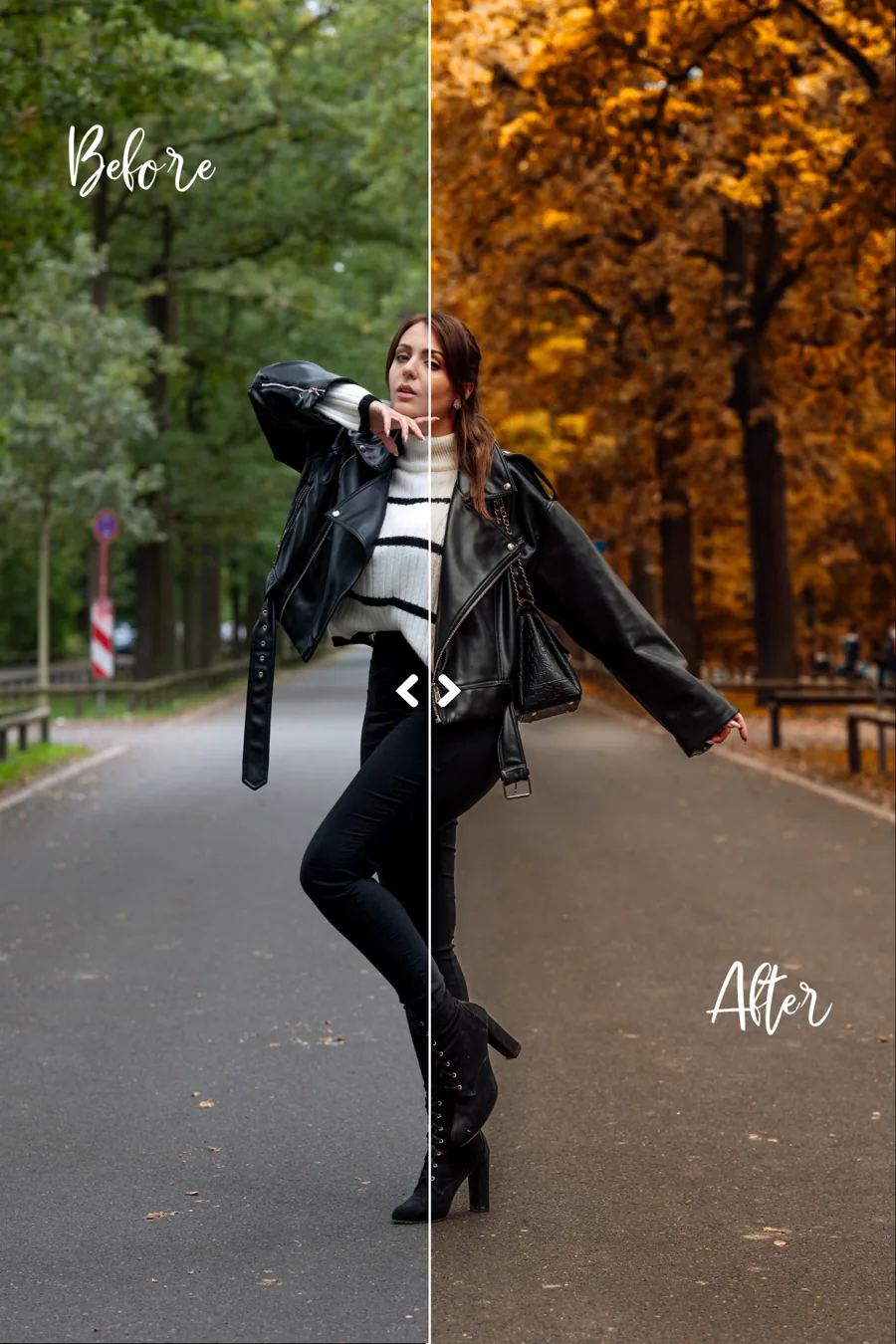 Autumn preset before and after