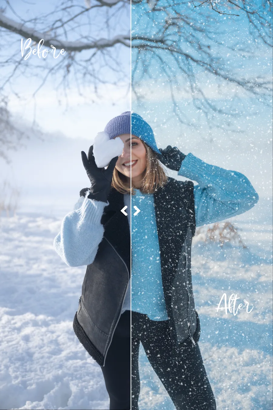Winter preset before and after