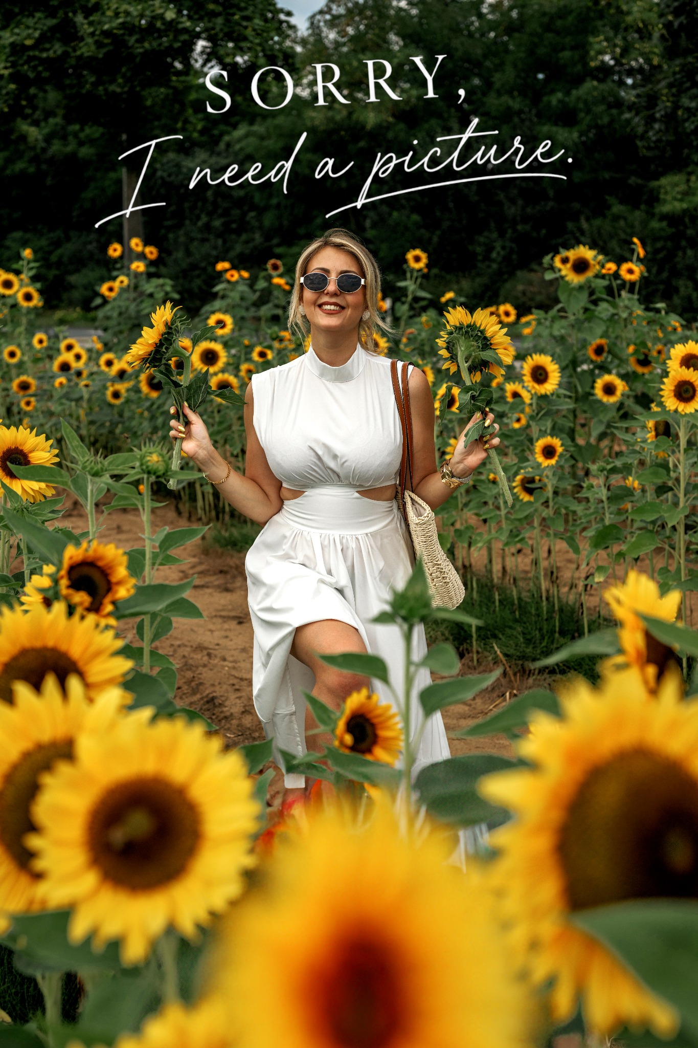 Sunflower photo with a creative EMRY text sticker