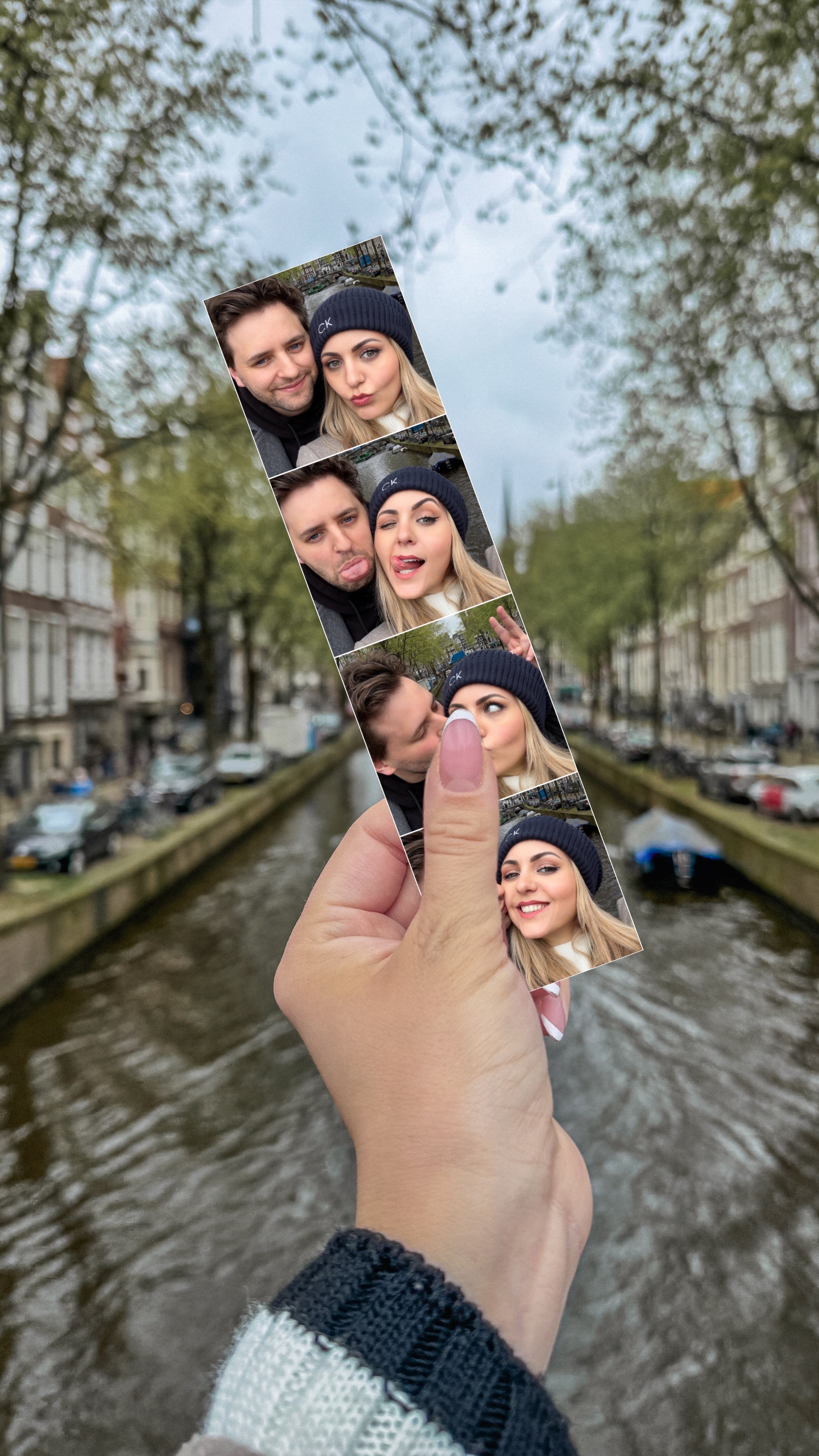 Creative photo strip held in a hand